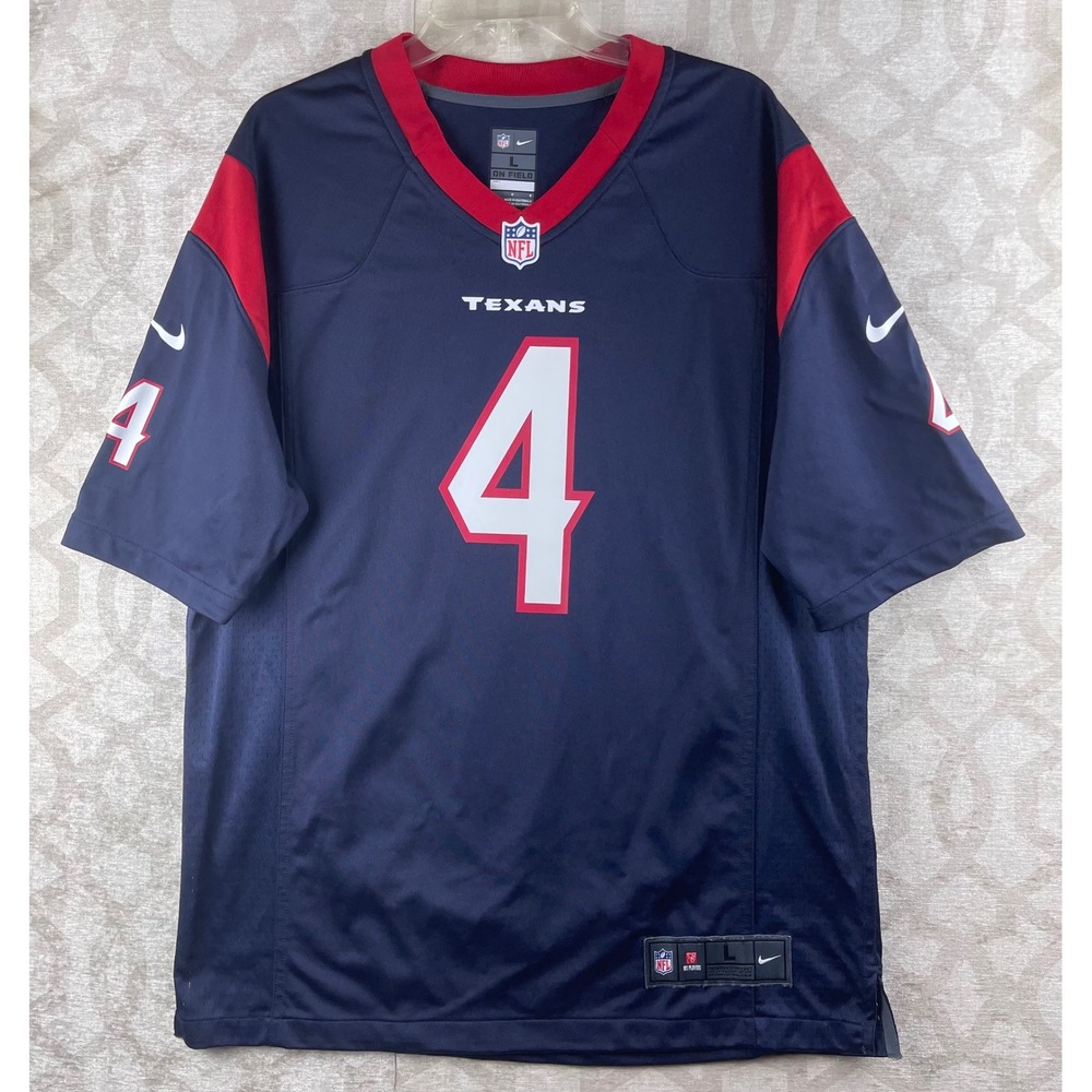 Nike Deshaun Watson Houston Texans Men L Blue Game Football Jersey NFL